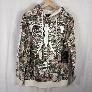 Rebel Vengeance Camo Skeleton Rib Cage Hoodie Mens Size Medium NWT